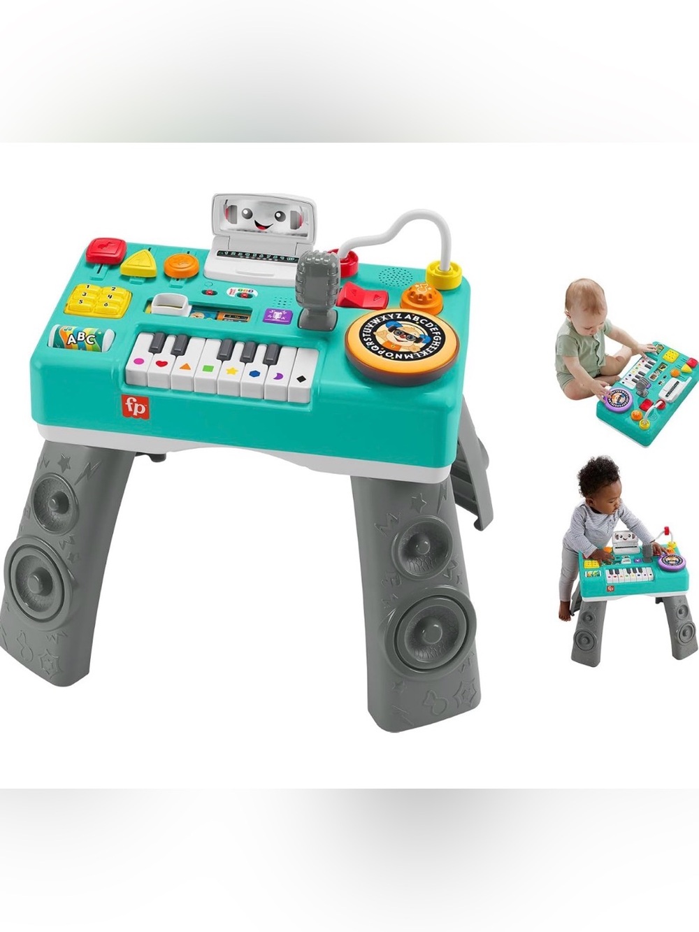 Fisher-Price Musical Activity Play Table - Teal, Gray, White, Yellow, Orange